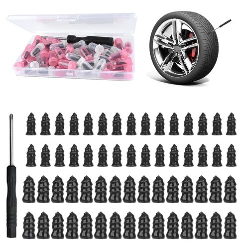 XYHNYO 60PCs Tire Repair Rubber Nail, 2 Sizes Spiral Rubber Nails Vacuum Tire Repair Kits, Screw Plug Fast Tool Self Service for Car, Motorcycle, Truck, Tractor Tire Puncture Repair in Kuwait