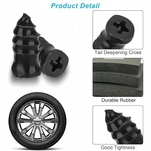 XYHNYO 60PCs Tire Repair Rubber Nail, 2 Sizes Spiral Rubber Nails Vacuum Tire Repair Kits, Screw Plug Fast Tool Self Service for Car, Motorcycle, Truck, Tractor Tire Puncture Repair in Kuwait