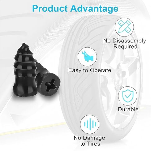 XYHNYO 60PCs Tire Repair Rubber Nail, 2 Sizes Spiral Rubber Nails Vacuum Tire Repair Kits, Screw Plug Fast Tool Self Service for Car, Motorcycle, Truck, Tractor Tire Puncture Repair in Kuwait
