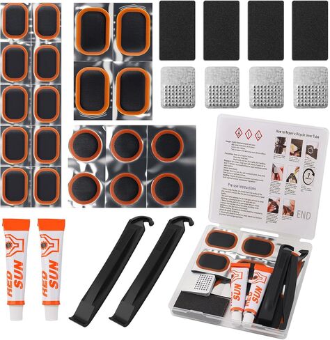 32PCS Bike Tire Repair Kit,2025 New Bike Tire Patch Kit with 3 Sizes Patches & Professional Tools,Portable Bikes Tube Patch Kits as Inner Tube Patches Kits Fit Quick Fix of Nails/Cuts in Saudi Arabia