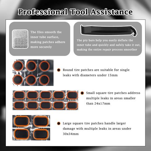 32PCS Bike Tire Repair Kit,2025 New Bike Tire Patch Kit with 3 Sizes Patches & Professional Tools,Portable Bikes Tube Patch Kits as Inner Tube Patches Kits Fit Quick Fix of Nails/Cuts in Saudi Arabia