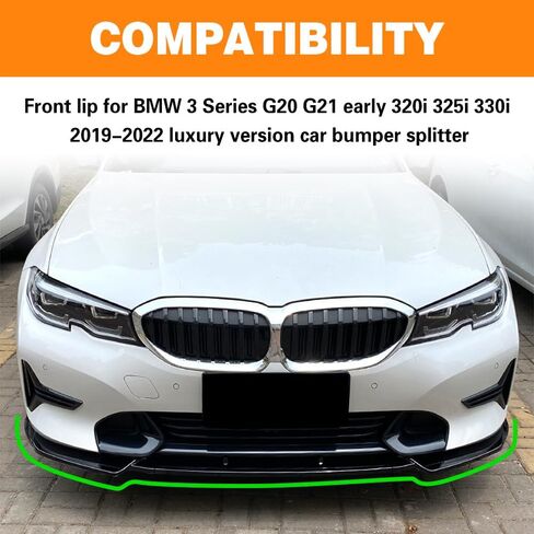 الشفة الأمامية لسيارة BMW 3 Series G20 G21 Early 320i 325i 2019-2022 النسخة الفاخرة ممتص الصدمات للسيارة (أسود لامع) in Saudi Arabia
