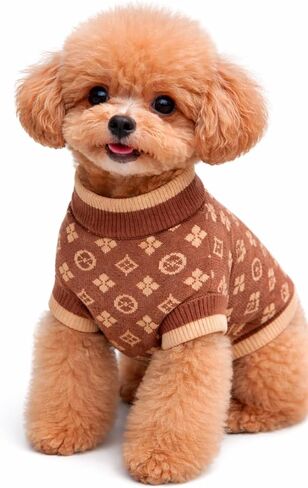Luxury Dog Couture Apparel Fur Baby Sweater Fashion Hoodie Clothes Small Dogs Puppy French Bulldog Dachshund Chihuahua Cats Maltese Hooded Sweatshirts Boy Girl (Chewy Pawtton, Medium) in Kuwait