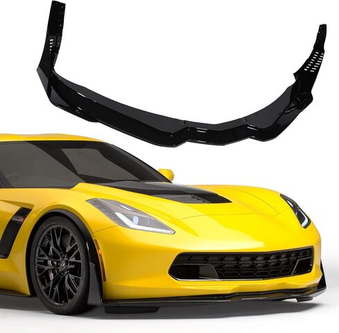 Front Bumper Lip Spoiler Splitter Body Kit Compatible with Chevrolet Corvette C7 2014 2015 2016 2017 2018 2019 Glossy Black with Side Winglets (Not for ZR1) in Kuwait