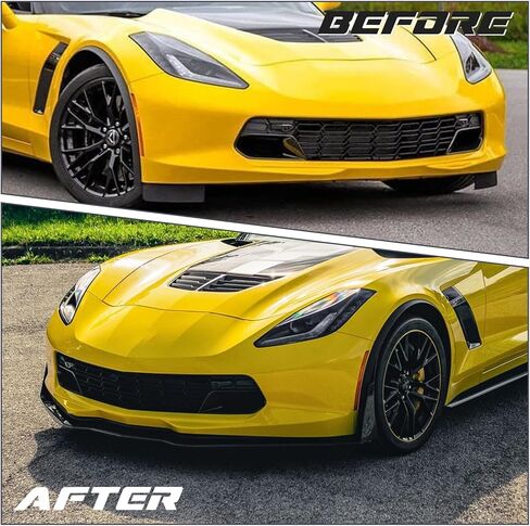 Front Bumper Lip Spoiler Splitter Body Kit Compatible with Chevrolet Corvette C7 2014 2015 2016 2017 2018 2019 Glossy Black with Side Winglets (Not for ZR1) in Kuwait