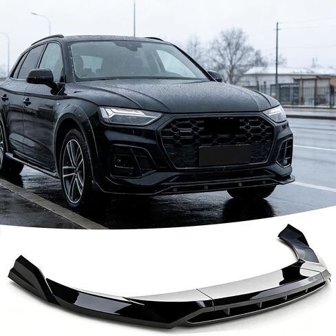 جناح مصد الشفاه الأمامي مناسب لسيارة Audi Q5 S Line/ SQ5/ Q5 Sportback 2021-2024، أسود لامع 4 قطع طقم هيكل ذقن هوائي ملحقات خارجية in Saudi Arabia