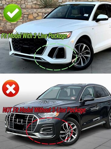 جناح مصد الشفاه الأمامي مناسب لسيارة Audi Q5 S Line/ SQ5/ Q5 Sportback 2021-2024، أسود لامع 4 قطع طقم هيكل ذقن هوائي ملحقات خارجية in Saudi Arabia