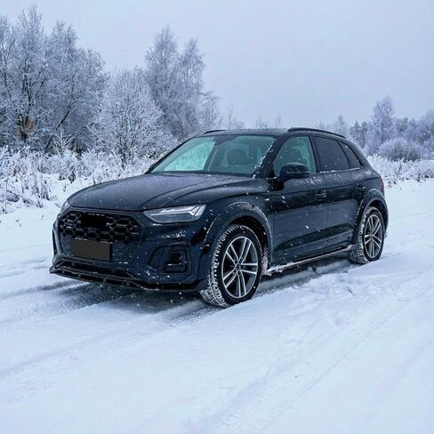 جناح مصد الشفاه الأمامي مناسب لسيارة Audi Q5 S Line/ SQ5/ Q5 Sportback 2021-2024، أسود لامع 4 قطع طقم هيكل ذقن هوائي ملحقات خارجية in Saudi Arabia