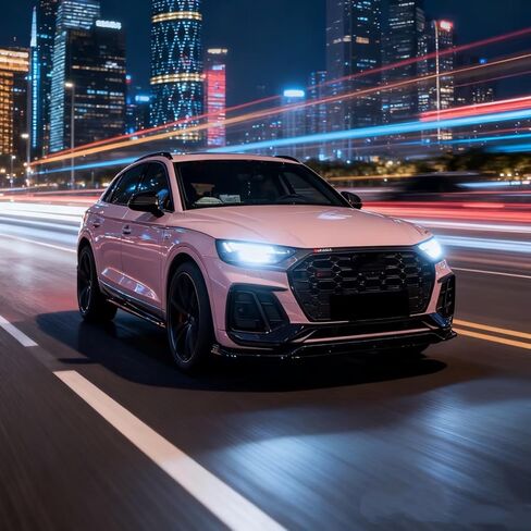 جناح مصد الشفاه الأمامي مناسب لسيارة Audi Q5 S Line/ SQ5/ Q5 Sportback 2021-2024، أسود لامع 4 قطع طقم هيكل ذقن هوائي ملحقات خارجية in Saudi Arabia