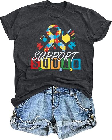 Autism Awareness Shirt Women Love Needs No Words Shirt Autism Special Education Love Heart Puzzle Piece Short Sleeve Tee in Saudi Arabia