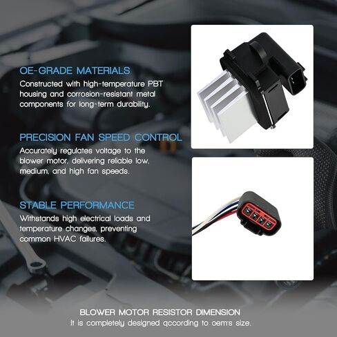 HVAC Blower Motor Resistor with Wire Harness Compatible with Ford Escape Expedition Explorer F250 350 Super Duty Mustang Fit for Mercury Mariner Montego Relpace 9L3Z-19E624-B in Saudi Arabia