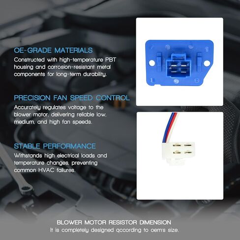 HVAC Blower Motor Resistor with Wire Harness Compatible with Hyundai Accent 2002-2019 Santa Fe 2019-2023 Replacement for Kia Telluride 2020-2024 Relpace 970351C000 970351E100 in Kuwait