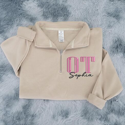 Custom Occupational Therapist Quarter Zip Sweatshirt, Embroidered OT Graduation Gifts, Personalized Appreciation Shirt, Gift for Occupational Therapy and Rehab Instructor in Saudi Arabia