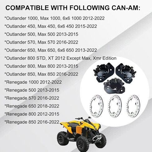Front Left Right & Rear Brake Calipers + Front Rear Brake Rotor Discs Set Compatible with Can Am Outlander Renegade 1000 850 800 650 570 500 450 Max 6x6 OE # 705600862 705600859 705600999 in Saudi Arabia