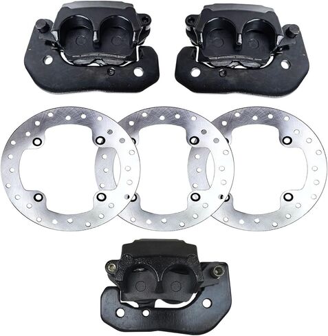 Front Left Right & Rear Brake Calipers + Front Rear Brake Rotor Discs Set Compatible with Can Am Outlander Renegade 1000 850 800 650 570 500 450 Max 6x6 OE # 705600862 705600859 705600999 in Saudi Arabia