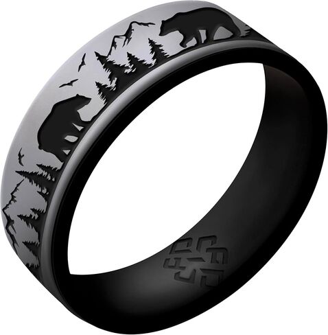 Knot Theory Bear Silicone Ring Men and Women Dual Layer Breathable Comfort Fit Wedding Engagement Band in Kuwait