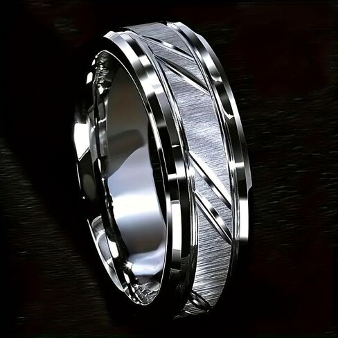 Titanium Steel Couple Style Ring - Cool Simple Design - Perfect for Valentine's Day as a jewelry gift for your partner in Saudi Arabia