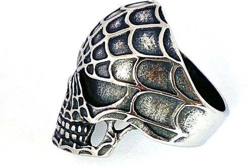 Spider Web Skull 316L Stainless Steel Biker Finger Ring - Band Size - 9, 11, 12, 13 in Saudi Arabia