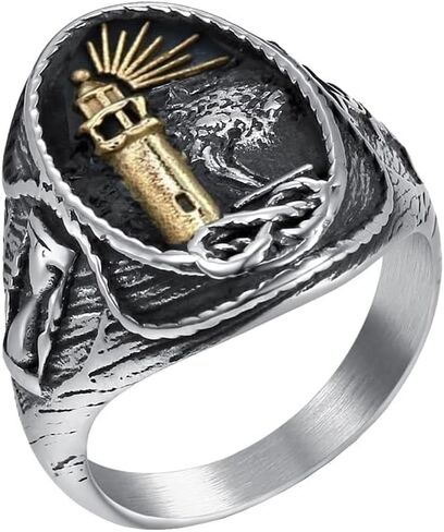 خاتم منارة من الفولاذ المقاوم للصدأ للرجال من HIJONES، خاتم زفاف بحري عتيق in Kuwait