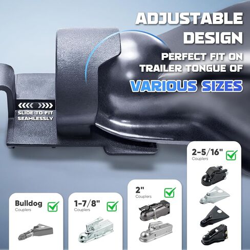 Trailer Lock for 1-7/8", 2",2-5/16" & Bulldog Couplers, Heavy-Duty Hardened Steel Trailer Tongue Locks with Fully Covered Anti-Theft Design, Powder-Coated for Weather Resistance in Saudi Arabia
