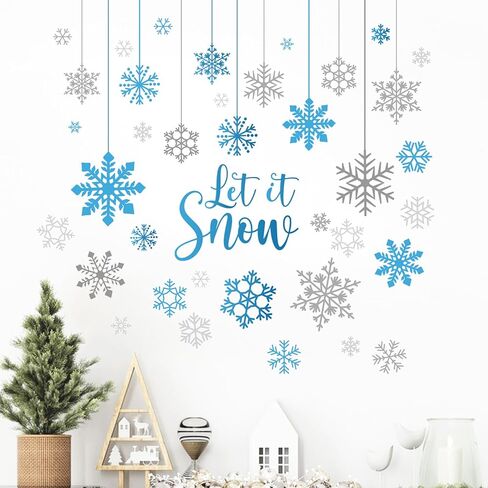 Mfault Merry Christmas Snowman Wall Decals Stickers, Xmas Tree Sleigh Peppermint Candy Decorations Bedroom Art, Snowflake New Year 2025 Party Home Kitchen Decor Holiday Gift in Kuwait