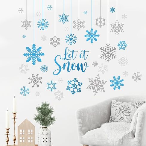 Mfault Merry Christmas Snowman Wall Decals Stickers, Xmas Tree Sleigh Peppermint Candy Decorations Bedroom Art, Snowflake New Year 2025 Party Home Kitchen Decor Holiday Gift in Kuwait