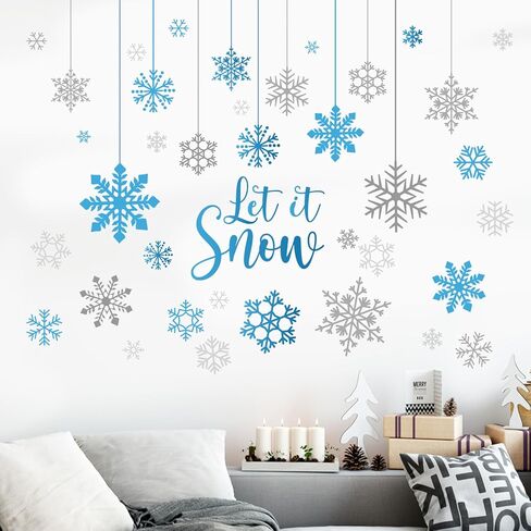 Mfault Merry Christmas Snowman Wall Decals Stickers, Xmas Tree Sleigh Peppermint Candy Decorations Bedroom Art, Snowflake New Year 2025 Party Home Kitchen Decor Holiday Gift in Kuwait