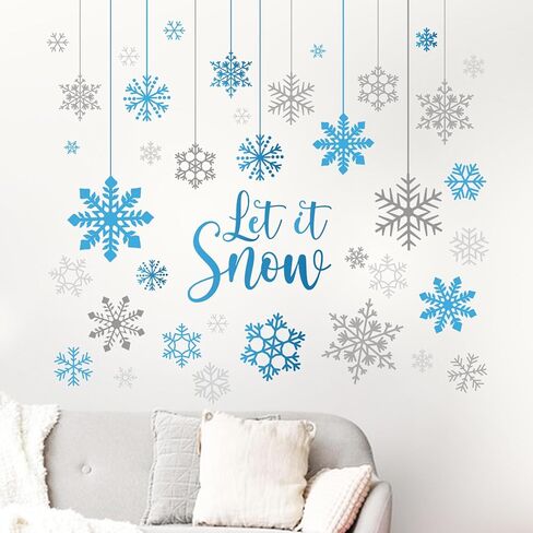 Mfault Merry Christmas Snowman Wall Decals Stickers, Xmas Tree Sleigh Peppermint Candy Decorations Bedroom Art, Snowflake New Year 2025 Party Home Kitchen Decor Holiday Gift in Kuwait