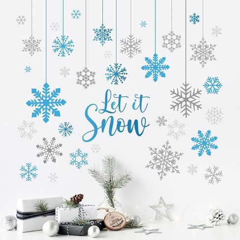 Mfault Merry Christmas Snowman Wall Decals Stickers, Xmas Tree Sleigh Peppermint Candy Decorations Bedroom Art, Snowflake New Year 2025 Party Home Kitchen Decor Holiday Gift in Kuwait