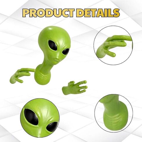 Alien Head Wall Decor - Green 3D Sculpture with Head & Hand, Creative Latex Material, Sci-Fi Hanging Art Collectible Statue, Halloween Decoration Ornament for Home Living Room Bedroom Bar Office Club in Kuwait