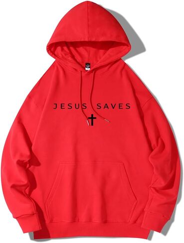 Jesus Saves Cross Hoodie Christian Jesus Cross Religious Graphic Hoodie Casual Pullover Hooded Long Sleeve Sweatshirts in Saudi Arabia
