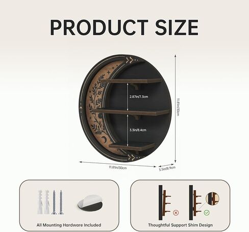 Wall Shelves for Bedroom, Crescent Moon Shelf with LED Light, Witchy Whimsical Celestial Room Decor Aesthetic, Moon Phase Shelf for Trinket Knick Knack Crystal Rock Gem Healing Stone Essential Oil in Kuwait