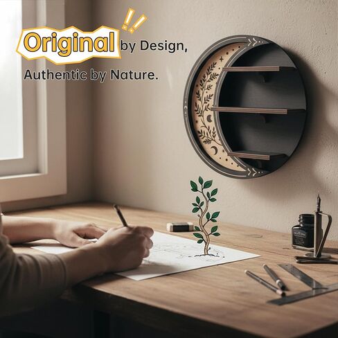 Wall Shelves for Bedroom, Crescent Moon Shelf with LED Light, Witchy Whimsical Celestial Room Decor Aesthetic, Moon Phase Shelf for Trinket Knick Knack Crystal Rock Gem Healing Stone Essential Oil in Kuwait