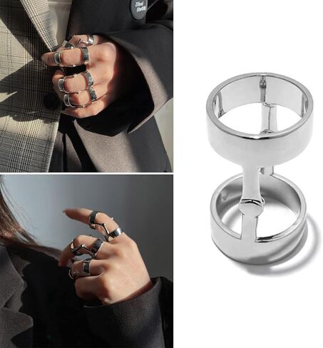 -Finger Joint Punk Rock Hinged Double Loop Long Rings Jewelry Halloween Cosplay Metal in Kuwait