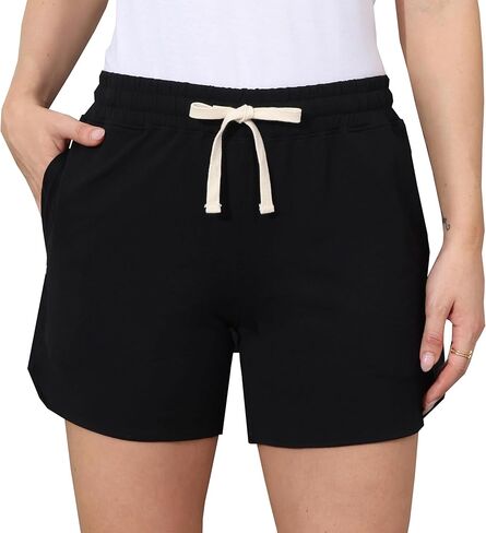 Women's Sweat Athletic Shorts Summer Elastic Waisted Comfy Beach Casual Shorts with Pockets in Kuwait