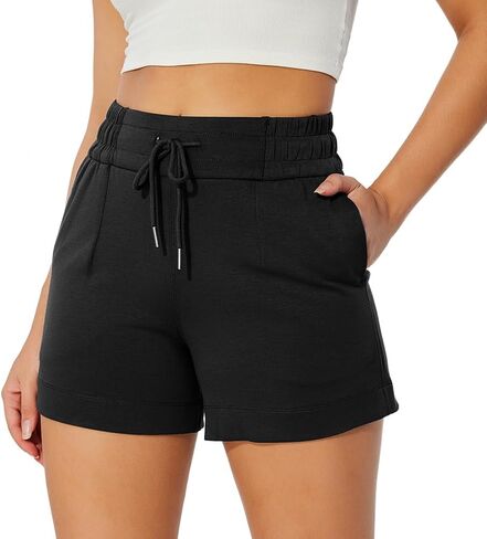 NIMENJOJA Womens High Waisted Sweat Shorts Drawstring Workout Lounge Shorts for Athletic Gym with Pockets in Saudi Arabia