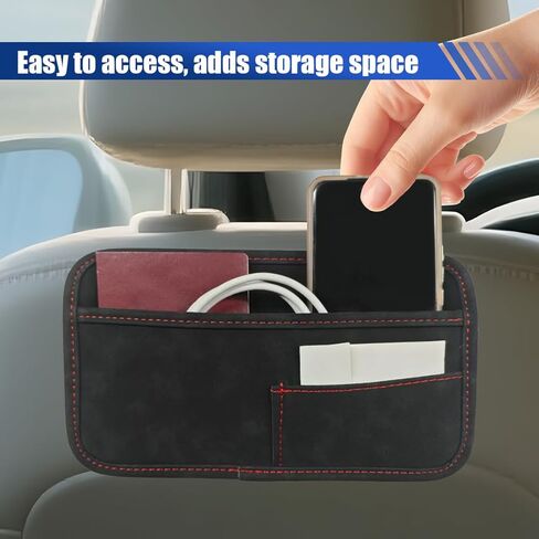 Car Seat Side Pocket Organizer, Suede Auto Door Storage Pouch, Mini Self-Adhesive Car Console Organizer, Universal Vehicle Cell Phone Holder for Key, Pen, Sunglasses(Black) in Saudi Arabia