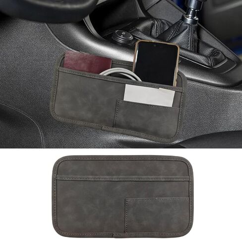 Car Seat Side Pocket Organizer, Suede Auto Door Storage Pouch, Mini Self-Adhesive Car Console Organizer, Universal Vehicle Cell Phone Holder for Key, Pen, Sunglasses(Black) in Saudi Arabia