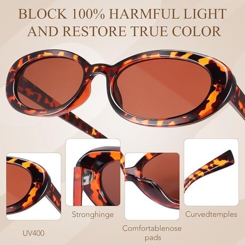JATEBI Retro Oval Sunglasses for Women - 4 Pack Y2K Cat Eye Sun Glasses UV400 90s Trendy Narrow Shades Eyewear in Saudi Arabia