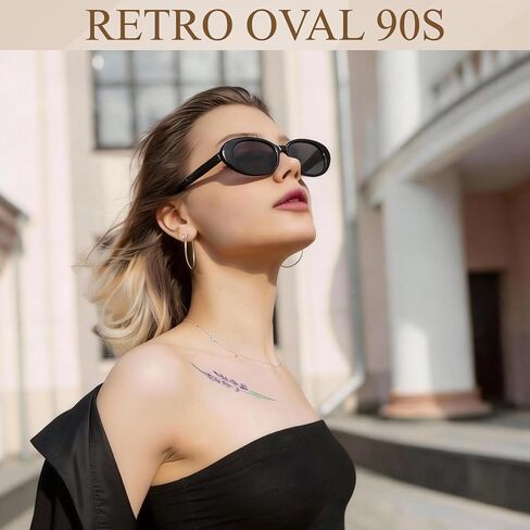 JATEBI Retro Oval Sunglasses for Women - 4 Pack Y2K Cat Eye Sun Glasses UV400 90s Trendy Narrow Shades Eyewear in Saudi Arabia