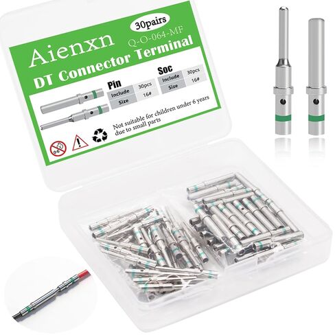 30 Pairs Deutsch Pins Contact Size 16, DT Connector/Terminal Kit, 30PCS 0460-215-16141 Male Pins and 30PCS 0462-209-16141 Female Sockets for 14-20 AWG Wire Gauge Q-O-064-MF in Kuwait