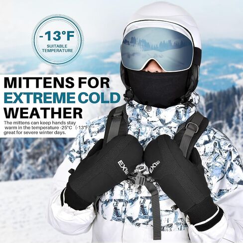 Winter Ski Mittens for Men, Touchscreen Waterproof Snow Mitts for Extreme Cold Weather Snowboarding Skiing in Saudi Arabia