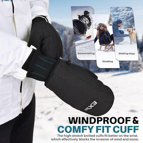 Winter Ski Mittens for Men, Touchscreen Waterproof Snow Mitts for Extreme Cold Weather Snowboarding Skiing in Saudi Arabia