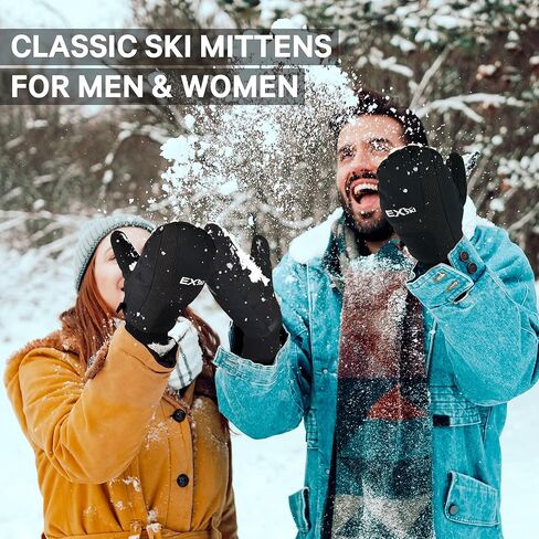 Winter Ski Mittens for Men, Touchscreen Waterproof Snow Mitts for Extreme Cold Weather Snowboarding Skiing in Saudi Arabia
