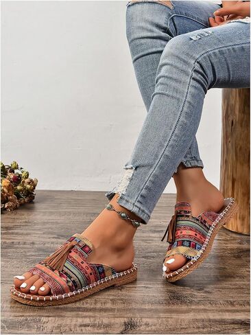 Verdusa Women's Canvas Open Toe Flat Sandals Casual Outdoor Slide Sandals in Kuwait