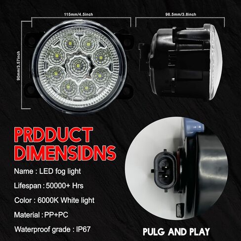 مصابيح الضباب 3.5 بوصة OEM 19626500 متوافقة مع SUBARU IMPREZA 2020-2024 المصد الأمامي H11 LED مصابيح الضباب الخفيفة اليسار الأيمن للسائق والركاب تجميعات مصابيح الضباب، 6000K شعاع أبيض، فائق السطوع. 2-حزمة. in Kuwait