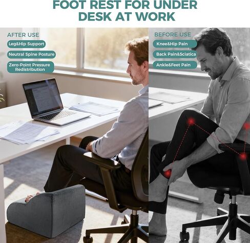 مسند قدم مريح من Ganondorf لتحت المكتب في العمل، متعدد الأغراض للقدم ووسادة رفع الساق ووسادة دعم الظهر ودعم مكتب اللفة، رغوة عالية الكثافة مع غطاء قابل للغسل in Kuwait