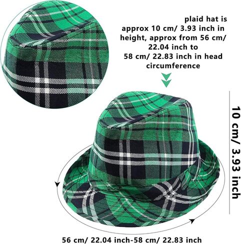Hat Green Plaid Hat and Bow Green Cowboy Top Hat Mardi Gras Irish Party Accessory Set for Men Women Supplies in Saudi Arabia