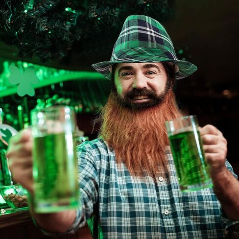 Hat Green Plaid Hat and Bow Green Cowboy Top Hat Mardi Gras Irish Party Accessory Set for Men Women Supplies in Saudi Arabia