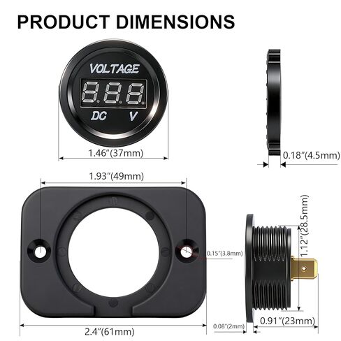 Car Battery Voltage Meter, Waterproof DC 12V 24V LED Voltmeter Panel, 12v Battery Monitor with Blue Light Round Digital Voltage Display for Truck RV ATV Marine Boat Automotive in Saudi Arabia